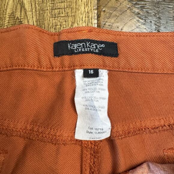Karen Kane Lifestyle Women’s Rust Orange Denim Lyocell High Rise Pants Size 16 - Picture 2 of 8